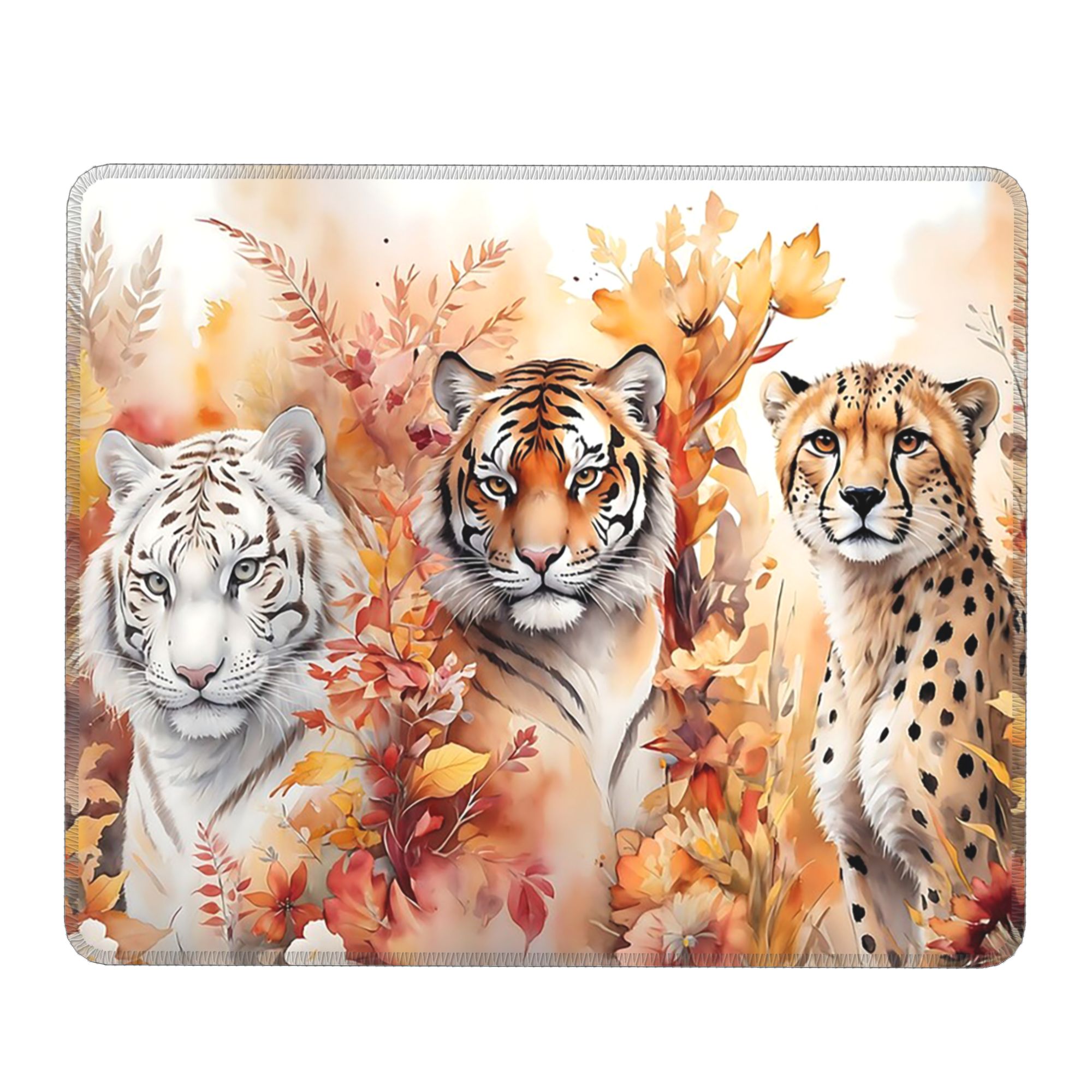 Laptop Accessories Nearby - Mauspad mit Tiger-Gesicht und Herbstlaub, für