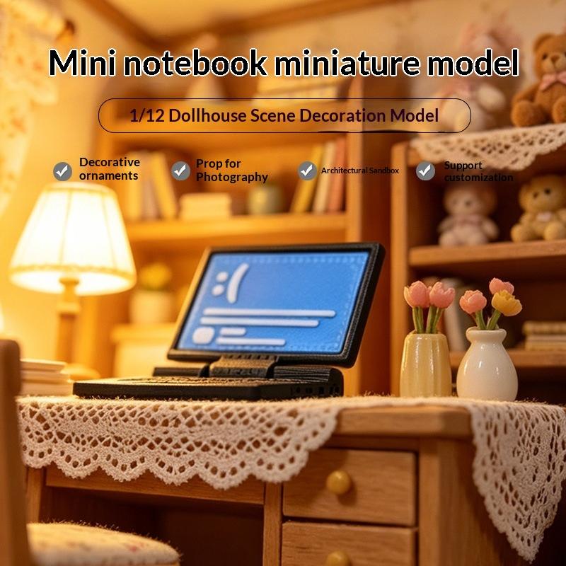 Laptop Accessories Kids - Mini-Puppenhaus-Simulationslaptop Universeller Stil Kreatives 1:12 Mini-Dekor